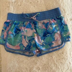 Panama Jack Blue and Pink Watercolor Athletic Shorts